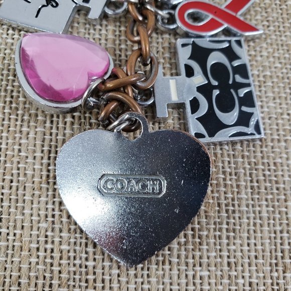 Coach Red Ribbon Heart Keychain - Picture 3 of 3